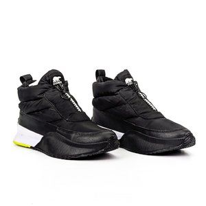 Sorel Women Out N bout III Puffy Black Fabric Warm Winter Boots sz 9